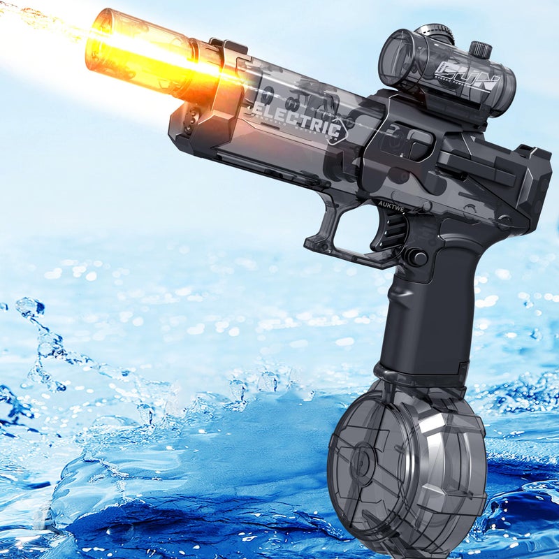 AUKTWE Electric Water Gun with Light Up2832 FT Powerful High Powered Automatic Squirt Gun Fully Auto Water BlasterToy Game for AdultKidBlack - Image 3