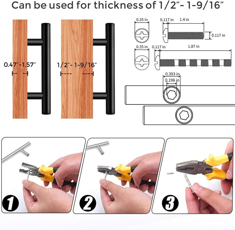 Ravinte 30 Pack 7.38'' Cabinet Pulls Matte Black Stainless Steel Kitchen Cupboard Handles Cabinet Handles 7.38'' Length, 5'' Hole Center - Image 4
