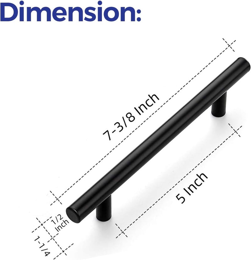 Ravinte 30 Pack 7.38'' Cabinet Pulls Matte Black Stainless Steel Kitchen Cupboard Handles Cabinet Handles 7.38'' Length, 5'' Hole Center - Image 3