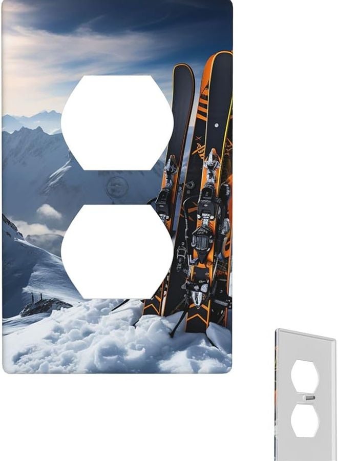 Skis On Mountain Single Toggle Light Switch Cover Standard Size For Kitchen Bathroom - Image 1
