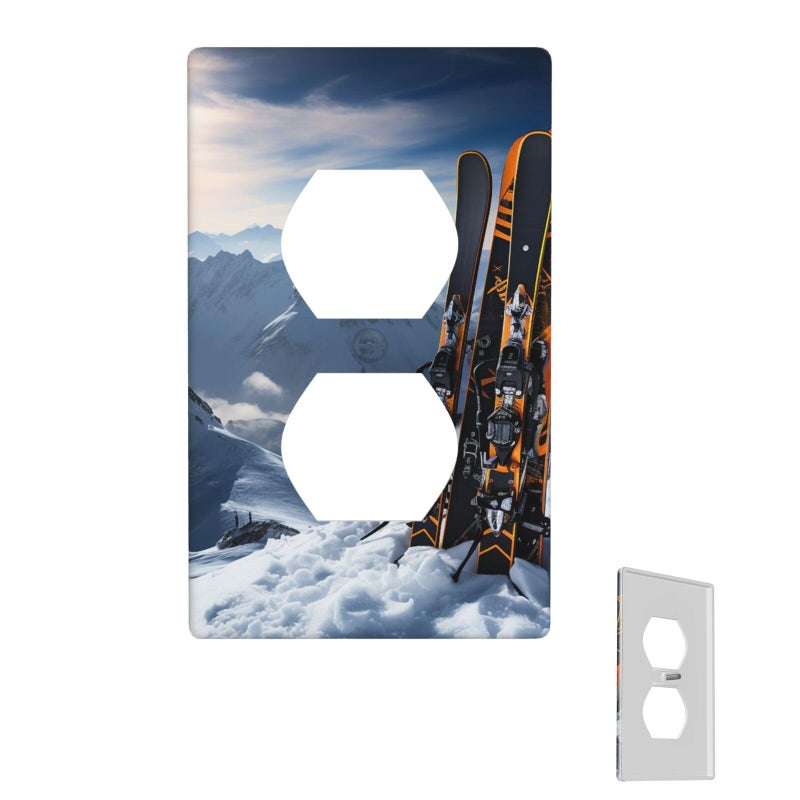 Skis On Mountain Single Toggle Light Switch Cover Standard Size For Kitchen Bathroom - Image 2