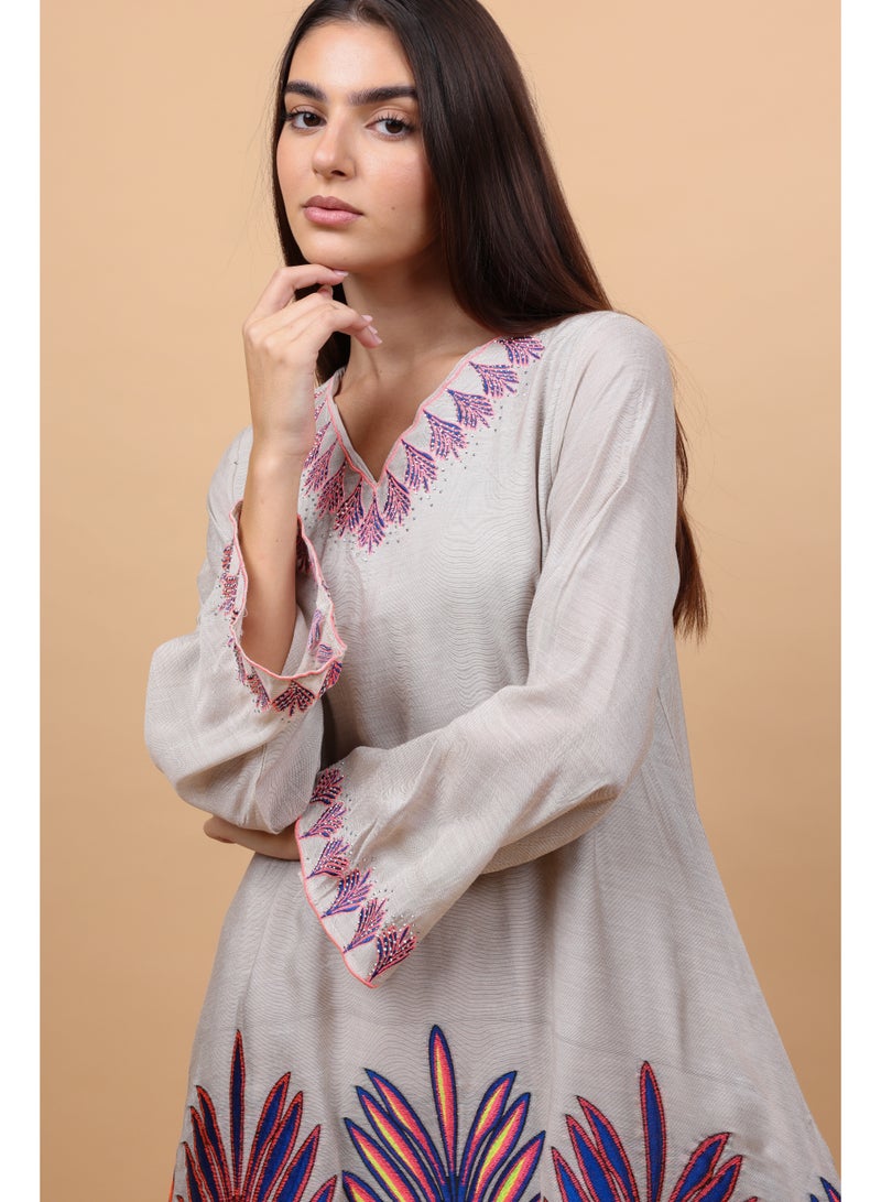 IKKXA Colorful Patterns Crystal Details Jalabiya - Image 2