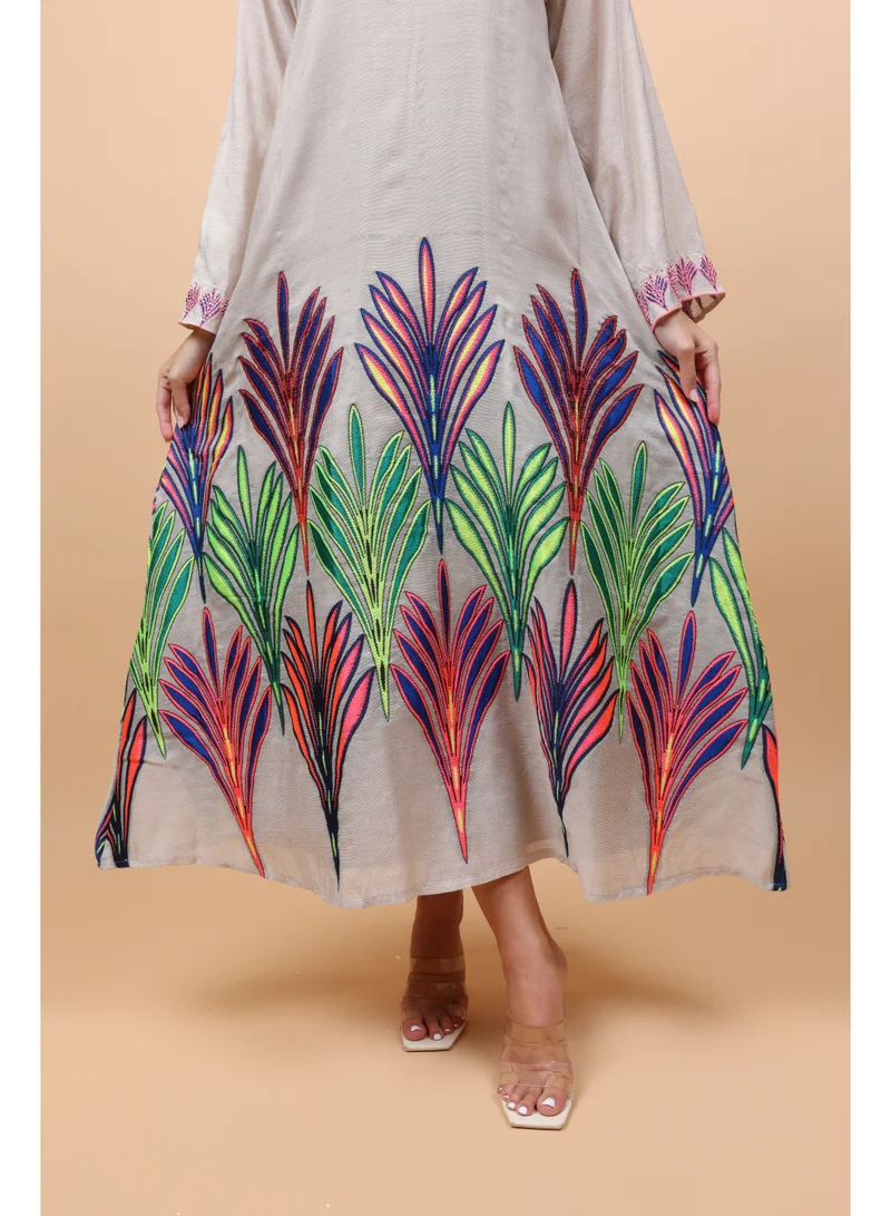 IKKXA  Colorful Patterns Crystal Details Jalabiya  | Best Price UAE