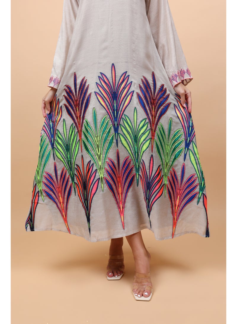 IKKXA Colorful Patterns Crystal Details Jalabiya - Image 5