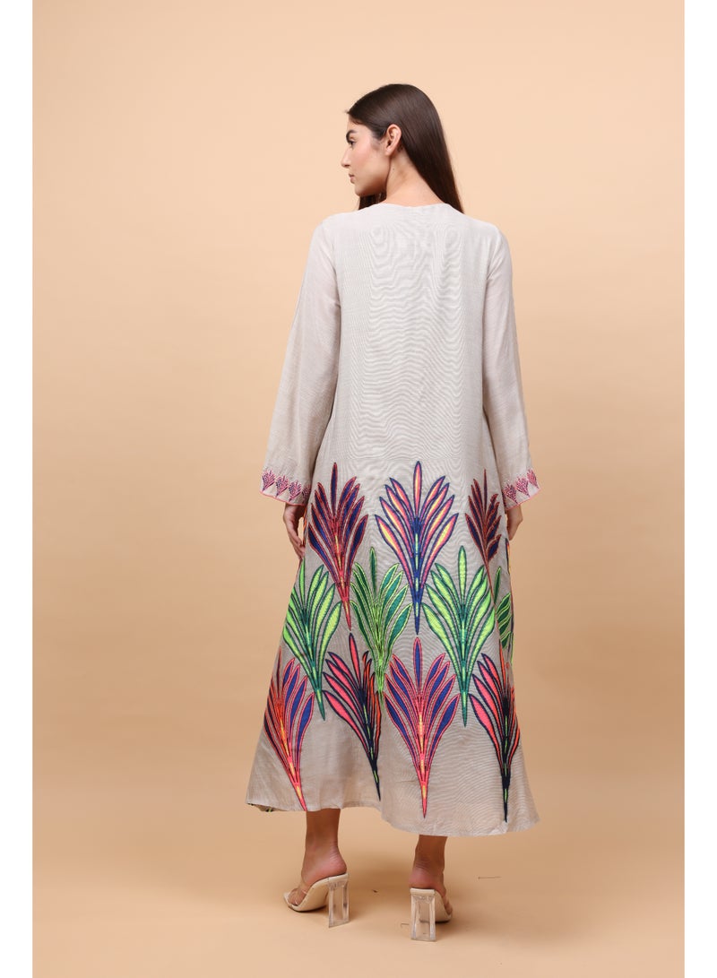 IKKXA Colorful Patterns Crystal Details Jalabiya - Image 4