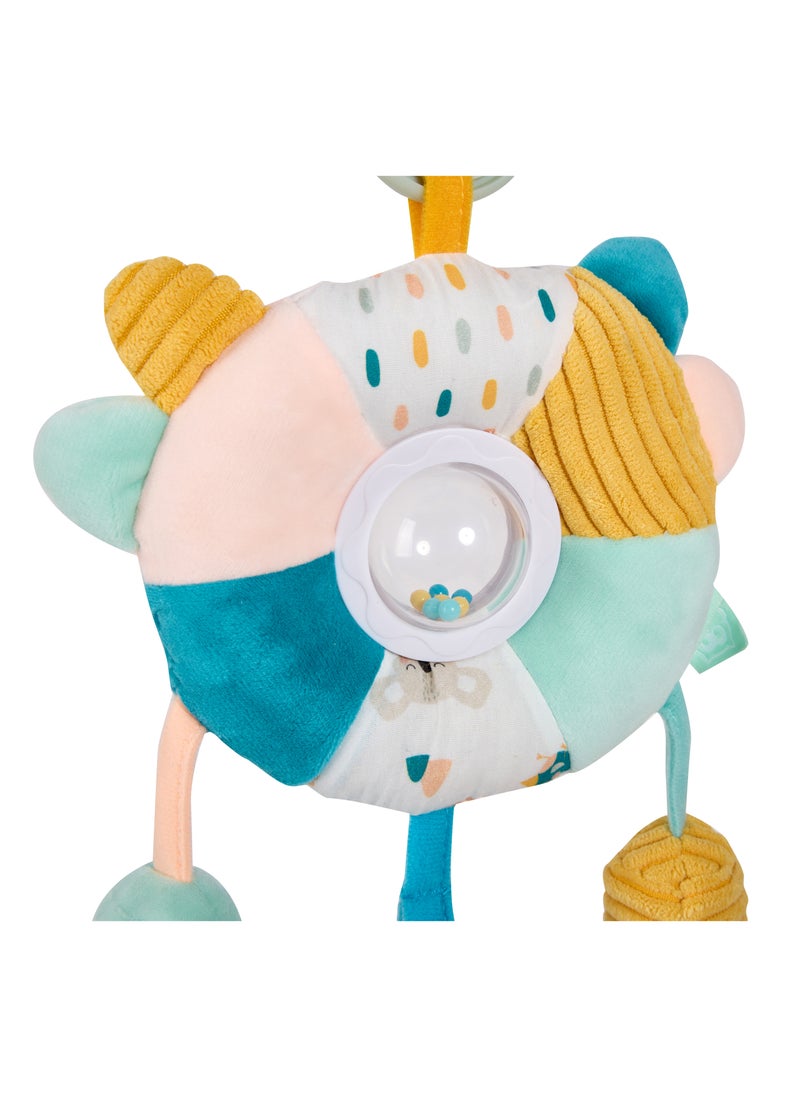 EUREKA KIDS - Eurekakids Cucu Big Sensory Hanging Toy w/ Rattle and Teether | For Strollers, Cribs, Playpen | For auditory stimulation, hand-eye coordination and sensory development | For 0M+ - Image 1