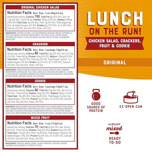Bumble Bee Lunch On The Run Chicken Salad with Crackers Kit, 8.2 oz (Pack of 4) - Ready to Eat, Includes Crackers, Cookie & Mixed Fruit - Shelf Stable & Convenient Source of Protein - Image 3