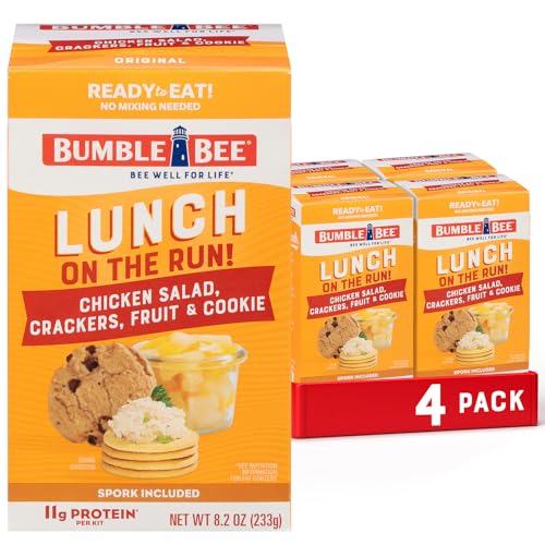 Bumble Bee Lunch On The Run Chicken Salad with Crackers Kit, 8.2 oz (Pack of 4) - Ready to Eat, Includes Crackers, Cookie & Mixed Fruit - Shelf Stable & Convenient Source of Protein - Image 1