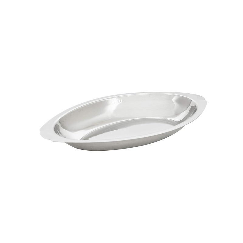 SLGT020 Au Gratin Dish, Oval, 20 oz. Capacity, Crumb Groove, Stainless Steel, Mirror-Finish, Pack of 12