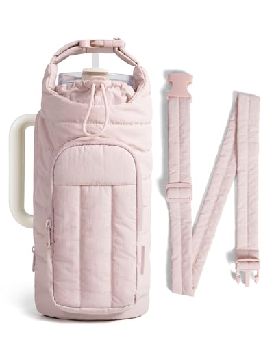 BAGSMART Water Bottle Holder Bag with Strap 4032 oz Crossbody Bag Gym Accessories Sling Purses for Women Light Pink - Image 1