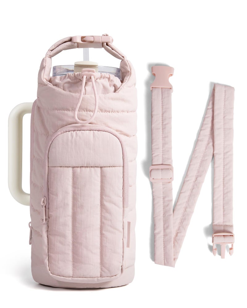 BAGSMART Water Bottle Holder Bag with Strap 4032 oz Crossbody Bag Gym Accessories Sling Purses for Women Light Pink - Image 2