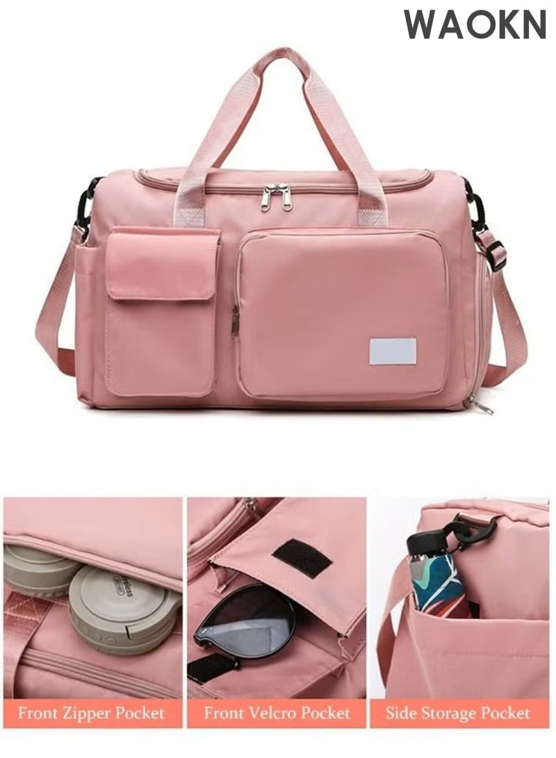 WAOKN Large Capacity Gym Sacks Waterproof Duffel Bag for Women Travel Sports Yoga Pink,Large capacity short distance travel bag,Dry wet separation yoga couple exercise and fitness bag,Waterproof, wear-resistant, and dirt resistant. - Image 5