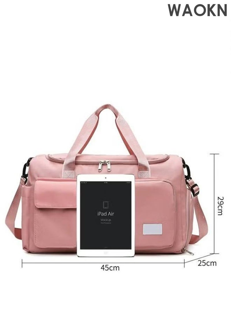 WAOKN Large Capacity Gym Sacks Waterproof Duffel Bag for Women Travel Sports Yoga Pink,Large capacity short distance travel bag,Dry wet separation yoga couple exercise and fitness bag,Waterproof, wear-resistant, and dirt resistant. - Image 3