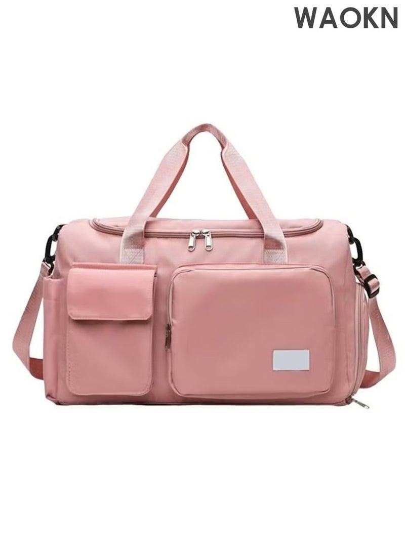 WAOKN Large Capacity Gym Sacks Waterproof Duffel Bag for Women Travel Sports Yoga Pink,Large capacity short distance travel bag,Dry wet separation yoga couple exercise and fitness bag,Waterproof, wear-resistant, and dirt resistant. - Image 1