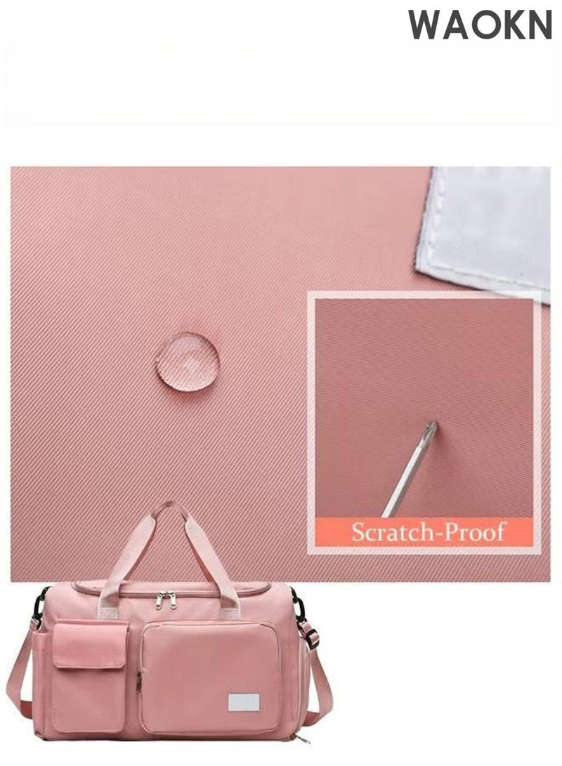WAOKN Large Capacity Gym Sacks Waterproof Duffel Bag for Women Travel Sports Yoga Pink,Large capacity short distance travel bag,Dry wet separation yoga couple exercise and fitness bag,Waterproof, wear-resistant, and dirt resistant. - Image 2