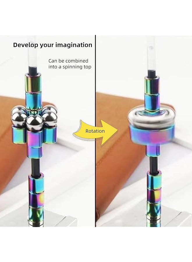 erorex Magnetic Fidget Pen Multifunctional Retractable Ballpoint Pen With 13 Magnetic Rings 3 Pen Refills 12 Steel Balls 2 Stylus Tips Creative Magnetic Toy Pen For Stress Relief  - Image 4