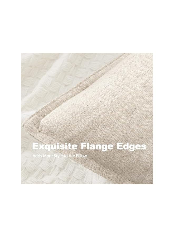 The Bros أغطية وسائد من الكتان أغطية وسائد بوهو لغرفة المعيشة، 2 قطعة 18x18 بوصة أغطية وسائد زخرفية بوهو من قماش الكتان القطني الفاخر مع شعور ناعم ومريح، ديكور منزلي أنيق (خاكي) - Image 3