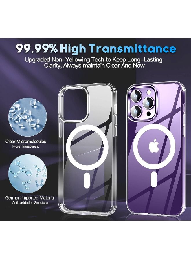 iPhone 15 Pro Case, with 9H Tempered Glass Screen Protector + Camera Lens Protector, Ultra Thin Scratch Resistant Drop Anti-Yellowing Magnetic Phone Case for iPhone 15 Pro 2023 - Image 5