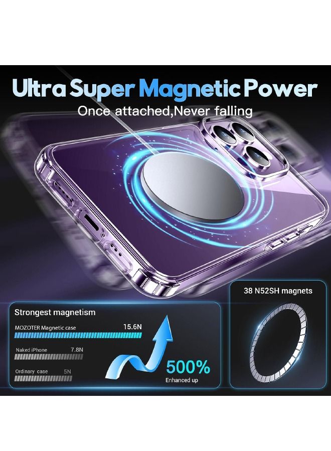 iPhone 15 Pro Case, with 9H Tempered Glass Screen Protector + Camera Lens Protector, Ultra Thin Scratch Resistant Drop Anti-Yellowing Magnetic Phone Case for iPhone 15 Pro 2023 - Image 2