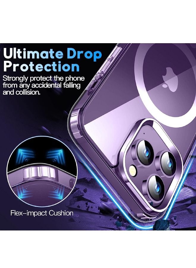 iPhone 15 Pro Case, with 9H Tempered Glass Screen Protector + Camera Lens Protector, Ultra Thin Scratch Resistant Drop Anti-Yellowing Magnetic Phone Case for iPhone 15 Pro 2023 - Image 3