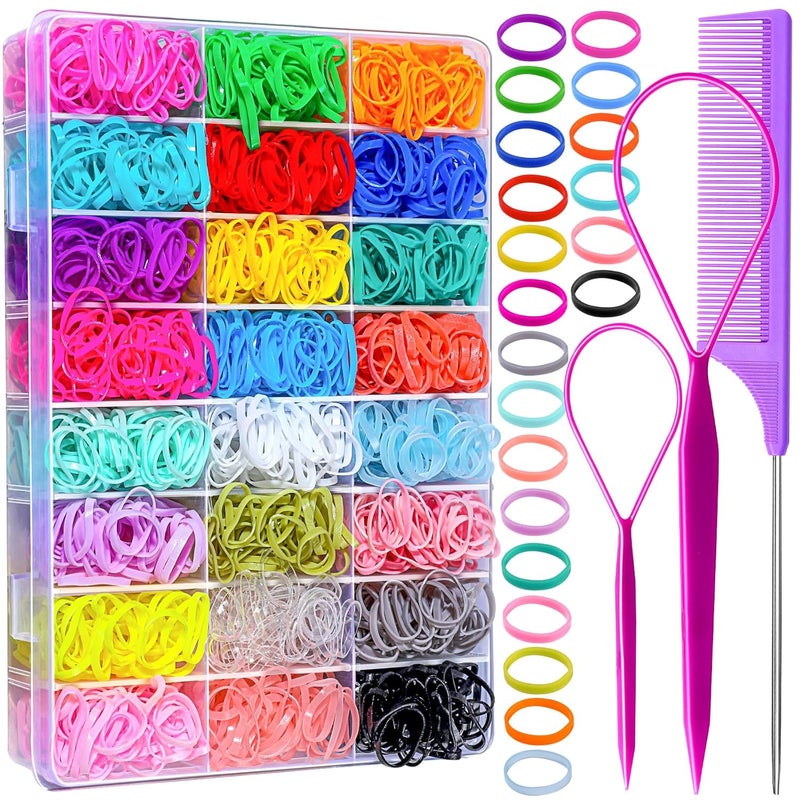 YGDZ Elastic Hair Bands 24 Colors 1500 pcs Mini Hair Rubber Bands for Hair Colorful Toddler Hair Accessories Soft Small Girl Hair Ties Hair Accessories Set for Girl Baby Kids