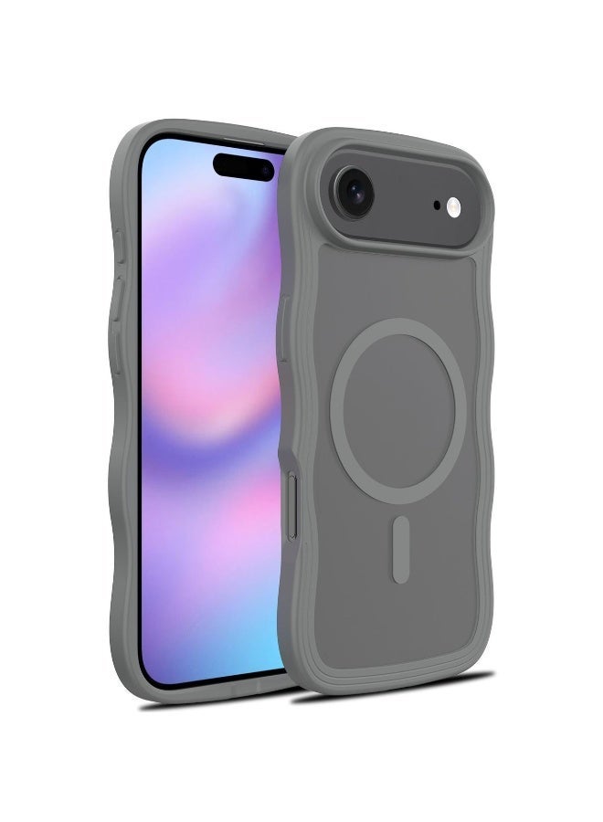 eBarakah iPhone 17 Air Wave Frame Case Compatible with MagSafe | Premium Shockproof, Soft Touch, Durable Protection | TPU+PC Magnetic Case | MagSafe Compatible Grey iPhone17 Air Case - Grey - Image 1