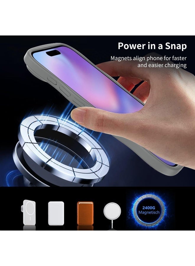 eBarakah iPhone 17 Air Wave Frame Case Compatible with MagSafe | Premium Shockproof, Soft Touch, Durable Protection | TPU+PC Magnetic Case | MagSafe Compatible Grey iPhone17 Air Case - Grey - Image 3