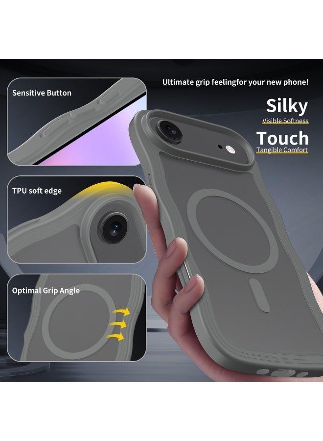 eBarakah iPhone 17 Air Wave Frame Case Compatible with MagSafe | Premium Shockproof, Soft Touch, Durable Protection | TPU+PC Magnetic Case | MagSafe Compatible Grey iPhone17 Air Case - Grey - Image 5