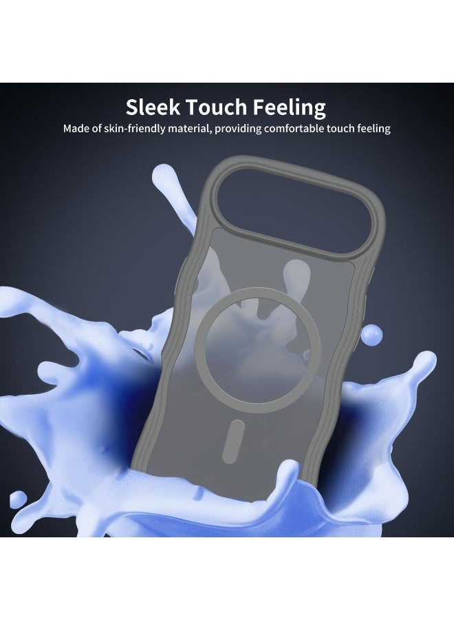 eBarakah iPhone 17 Air Wave Frame Case Compatible with MagSafe | Premium Shockproof, Soft Touch, Durable Protection | TPU+PC Magnetic Case | MagSafe Compatible Grey iPhone17 Air Case - Grey - Image 4