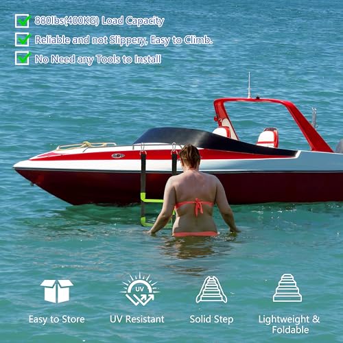itayak 5 Step Boat Rope Ladder, Foldable Assist Boarding Outdoor Climbing Rope Ladder for Inflatable Boat, Pontoon Boat, Sailboat, Kayak, Motorboat, Canoeing - Image 5