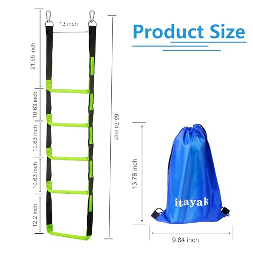 itayak 5 Step Boat Rope Ladder, Foldable Assist Boarding Outdoor Climbing Rope Ladder for Inflatable Boat, Pontoon Boat, Sailboat, Kayak, Motorboat, Canoeing - Image 2