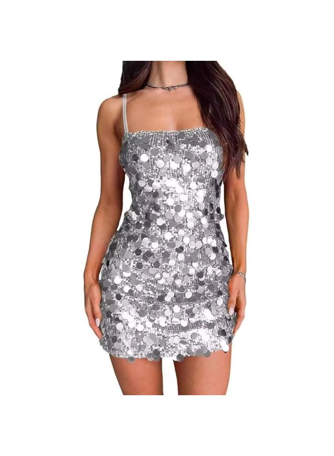 European And American Women's Dress Sequin Sling Dress Banquet Party Ball Spice Girls Backless Short Hip Dress 