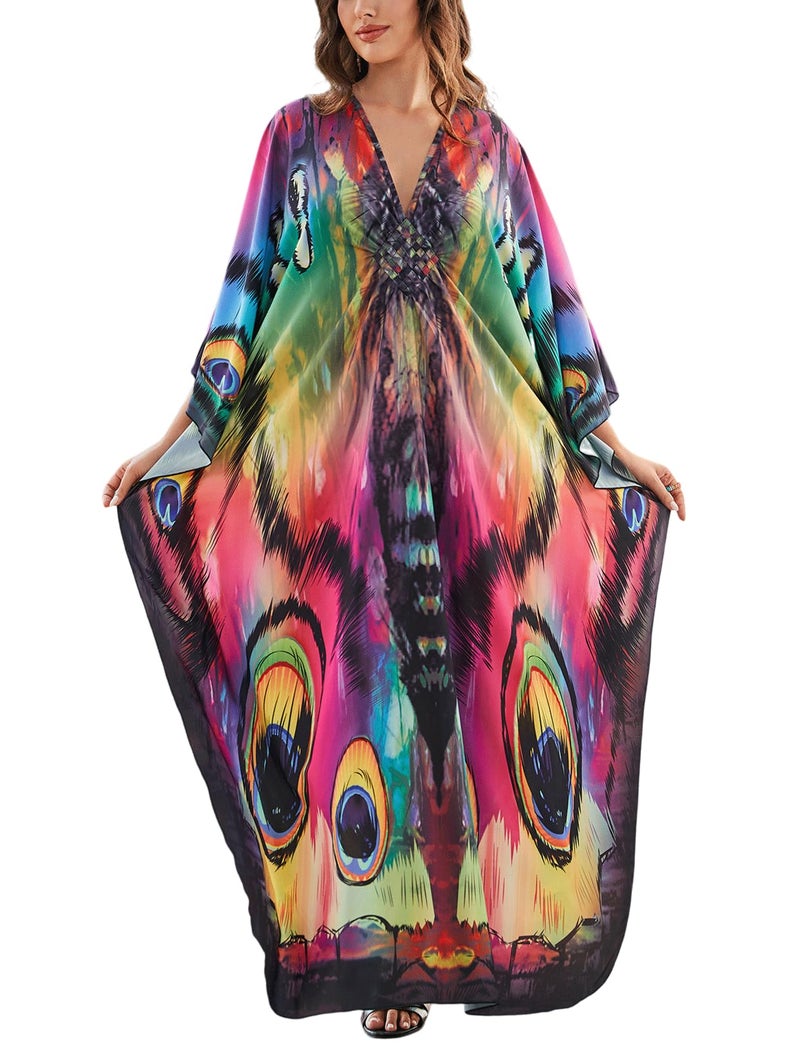 KECVOT Kaftan Dresses for Women Plus Size Batwing Sleeve Caftans Long Bathing Suit Cover Up Maxi Beach Dress Loungewear - Image 1
