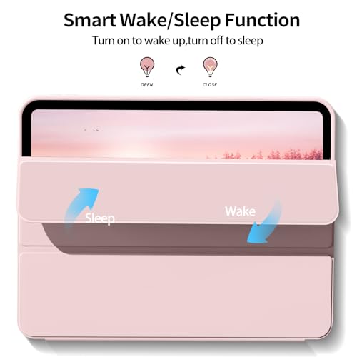 Kenke for iPad 11/10th Gen Case with Pencil Holder 11/10.9 inch 2025 A16/2022, Soft TPU Back Shell Hybrid Slim Trifold Stand Protective Cover Support Touch ID Auto Wake/Sleep (Pink) - Image 3