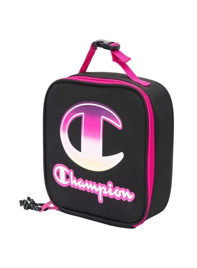 Champion طقم غداء الأطفال من تشامبيون، أسود/فوشيا، مقاس الشباب - Image 1