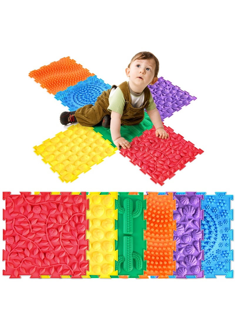 XiuWoo 6pcs Set Sensory Mat for Autism Children Textured Puzzle Play Mat for Kids, Non-Toxic Orthopedic Massage Game Floor Tiles Safe Sensory Room Must Have - Image 1