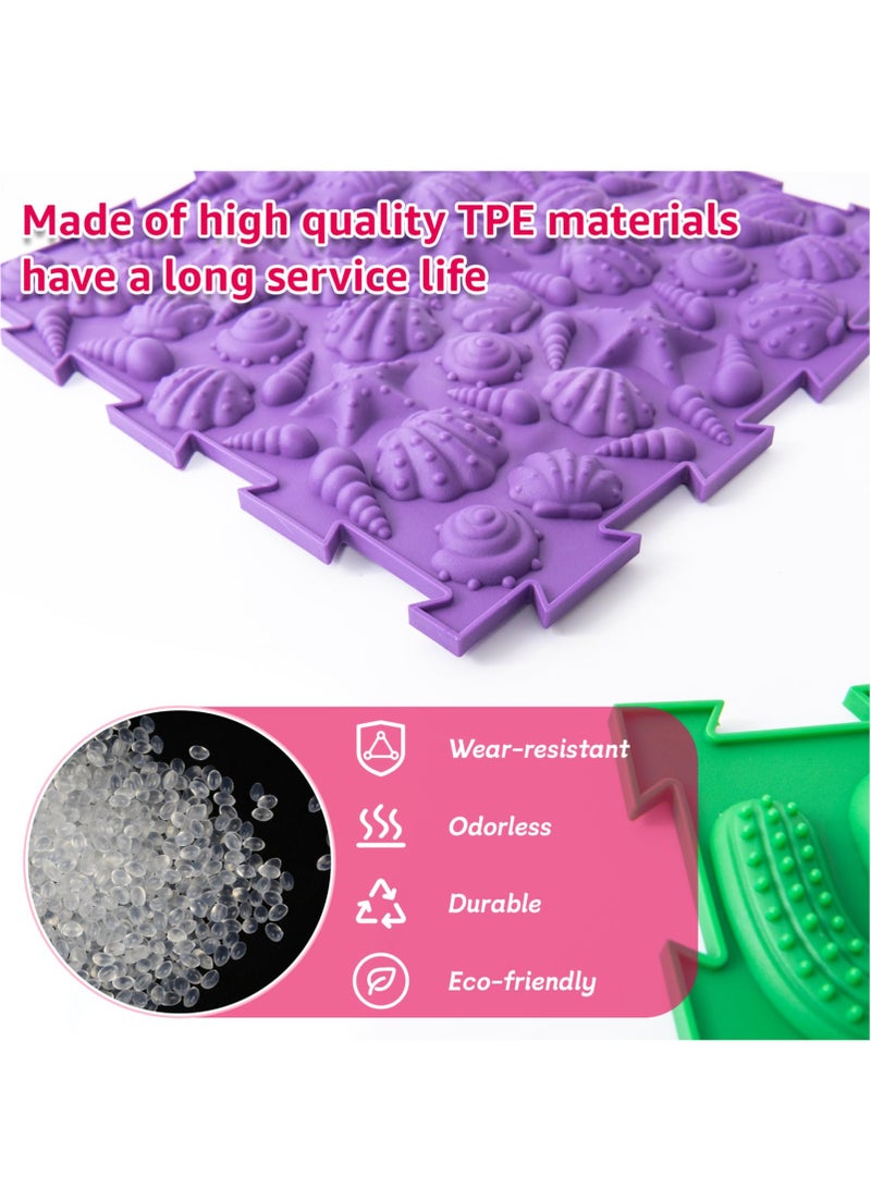 XiuWoo 6pcs Set Sensory Mat for Autism Children Textured Puzzle Play Mat for Kids, Non-Toxic Orthopedic Massage Game Floor Tiles Safe Sensory Room Must Have - Image 4