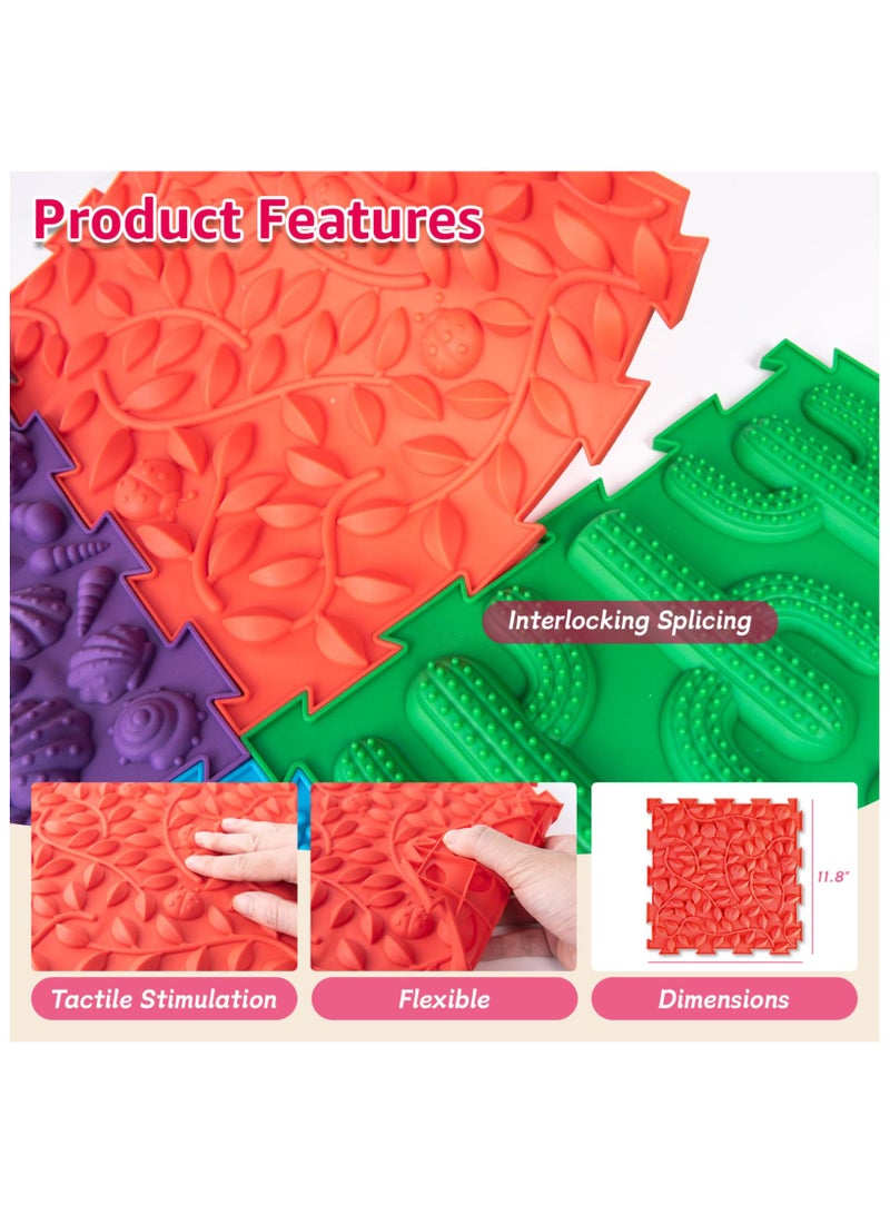 XiuWoo 6pcs Set Sensory Mat for Autism Children Textured Puzzle Play Mat for Kids, Non-Toxic Orthopedic Massage Game Floor Tiles Safe Sensory Room Must Have - Image 3