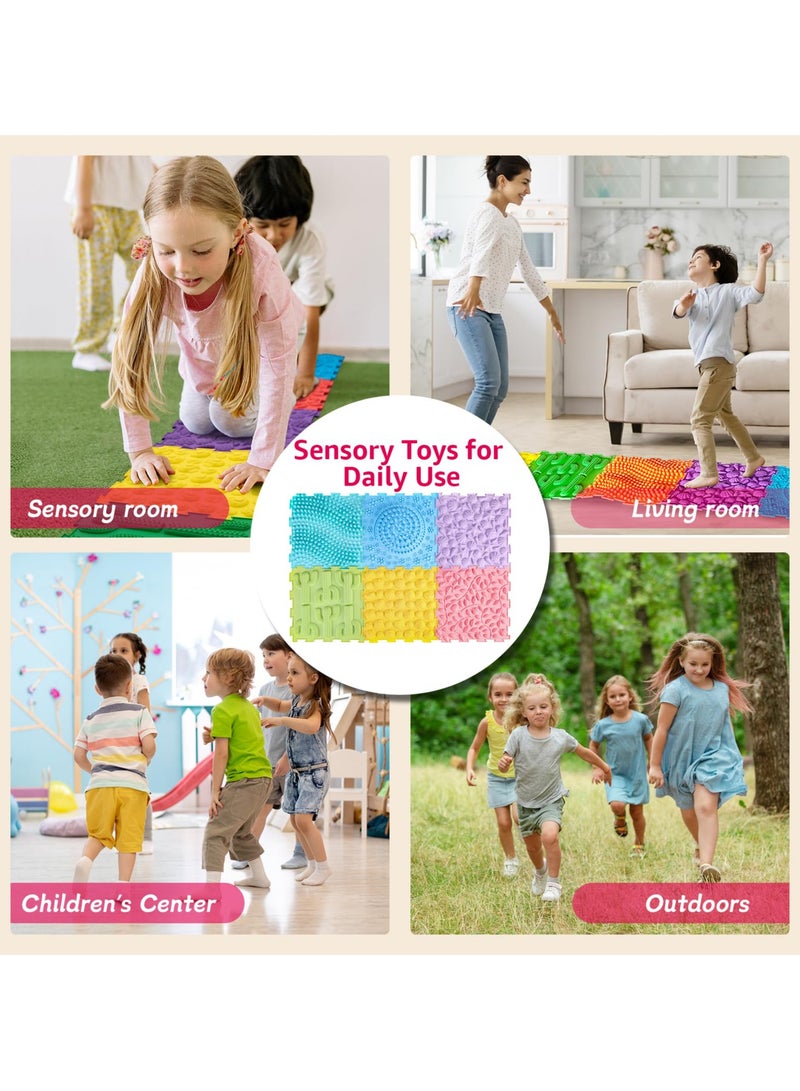 XiuWoo 6pcs Set Sensory Mat for Autism Children Textured Puzzle Play Mat for Kids, Non-Toxic Orthopedic Massage Game Floor Tiles Safe Sensory Room Must Have - Image 5