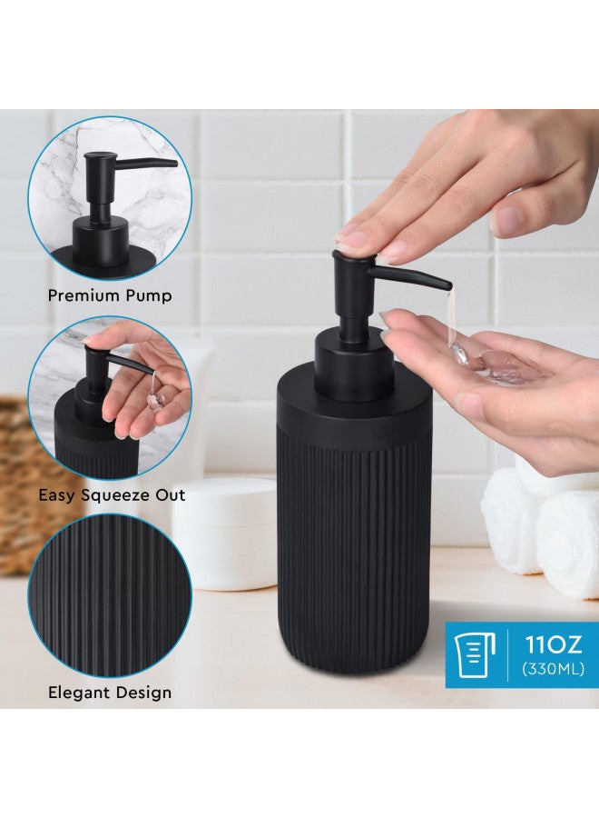 Deobath Bathroom Accessory Set 5Pcs-Lotion Soap Dispenser,Toothbrush Holder,Qtip Holder Dispenser,Vanity Tray and Soap Dish-Modern Bathroom Decor Vanity Countertop Organizer,Matte Black - Image 3