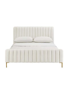 A to Z Furniture Angela Channel Tufted Bed 180x200cm King size Bed in Cream Color 