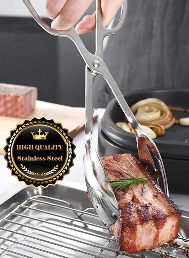 Serving Tongs for Buffet Party Catering, Thickening Food Serving Salad Cake Bread Kitchen Tongs, Stainless Steel - Image 3