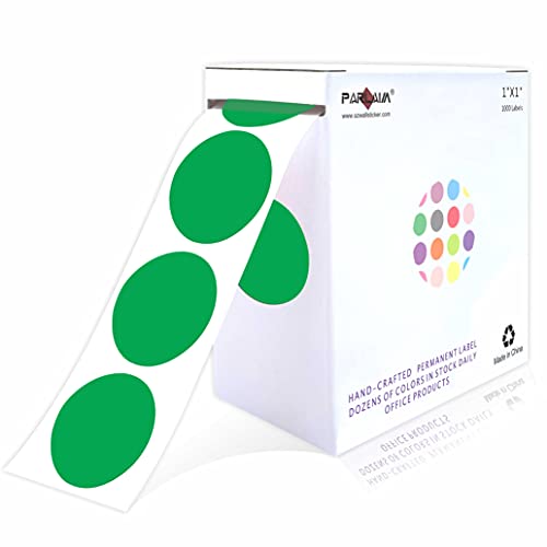 PARLAIM 1" Green Round Color Coding Circle Dot Labels on a Roll, 1000 Stickers, 1 inch Diameter - Image 1