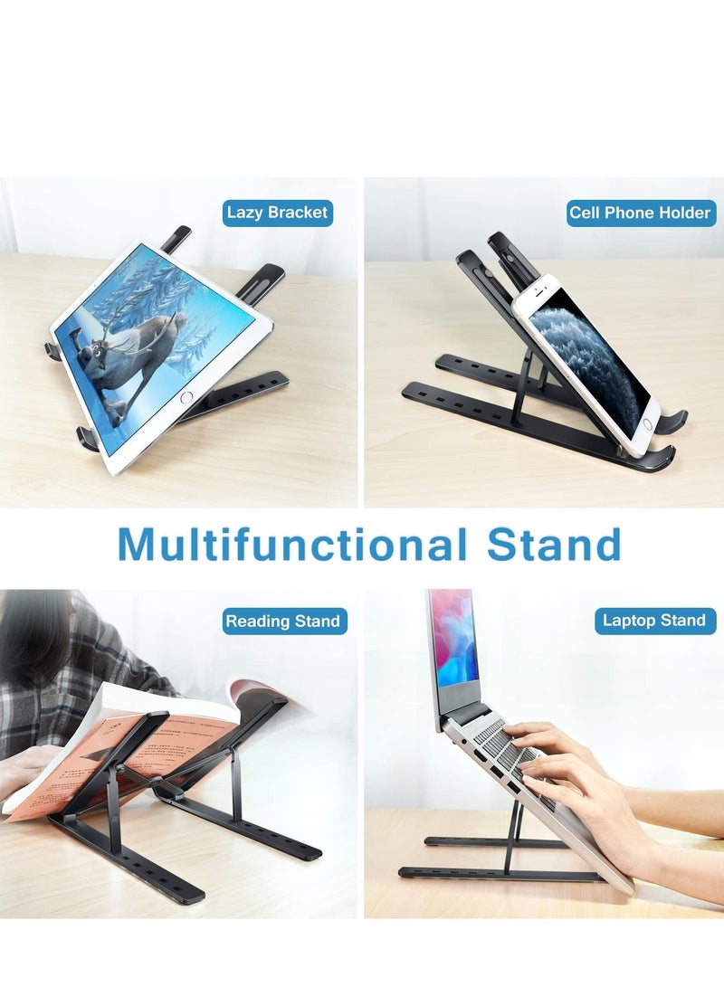 JAJEEK Laptop Stand, Adjustable Laptop Holder Riser for MacBook, iPad, HP, Dell, Lenovo – 6 Angles Adjustable Aluminum Ergonomic Foldable Portable Desktop Stand for 10-15.6" Laptops & Tablets – Black  - Image 4