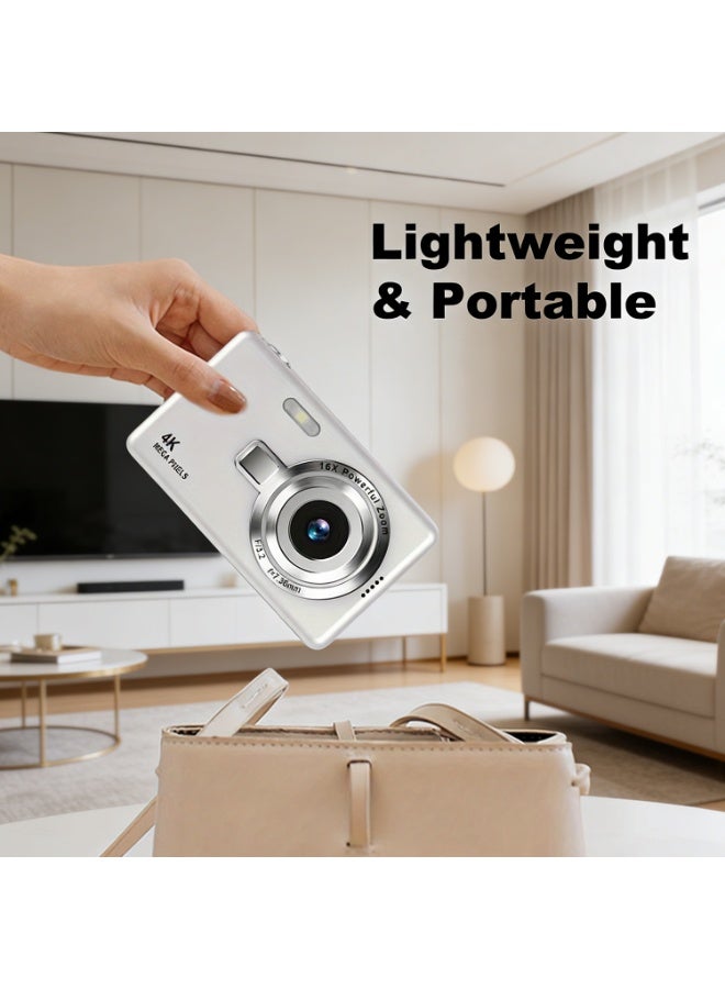 4K Portable Digital Camera for Teens，youth – 96MP Ultra-HD, 2.4-inchLCD Screen, Electronic Image Stabilization, Long Battery Life + 32GB Card & Reader, Ideal Campus Selfie & Travel - Image 2