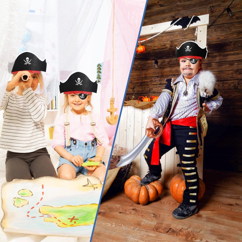 ZeeDix Pirate Party Favors Set - 18 Pieces with 6 Pirate Hats, 6 Eye Patches, 6 Swords for Adults, Perfect for Halloween, Birthday Parties and Photo Props - Image 4