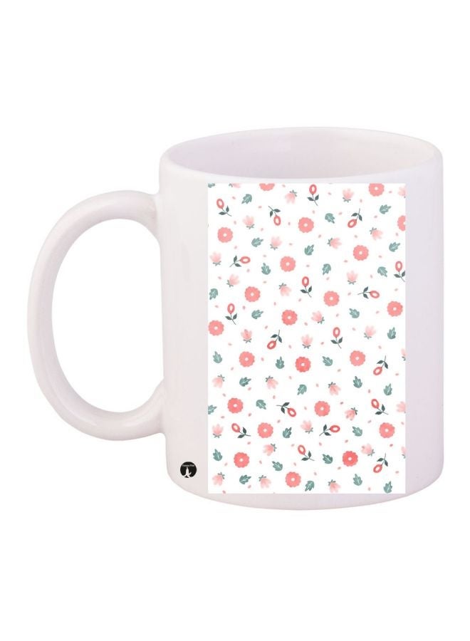 RYN Floral Printed Coffee Mug White/Pink/Green 11ounce