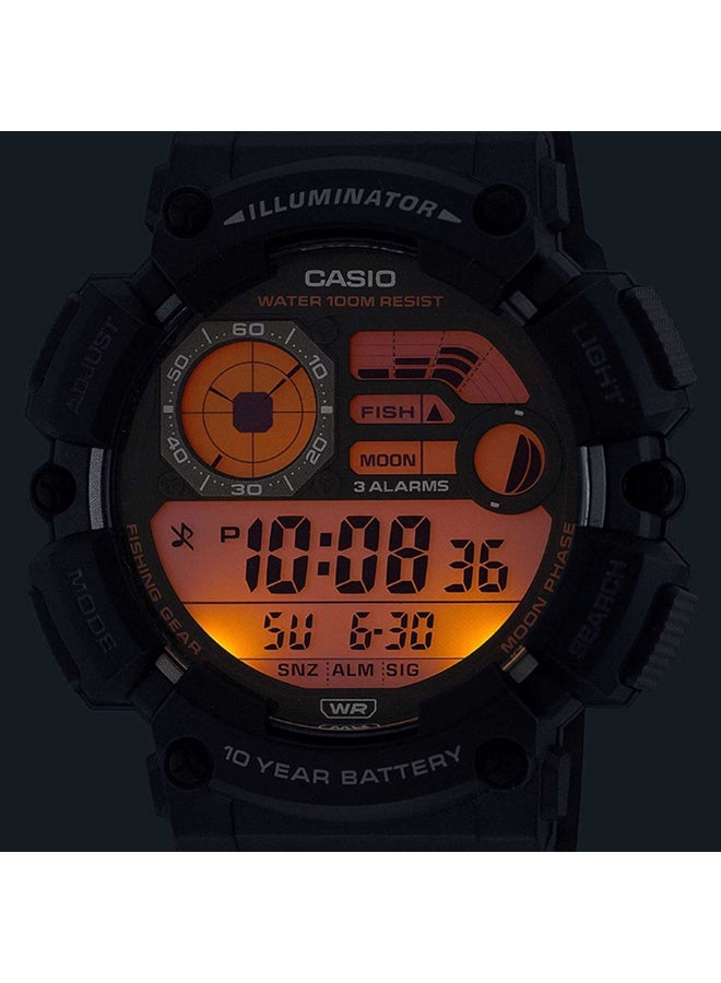 كاسيو ساعة كاسيو WS-1500H-2AVDF رقمية لصيد السمك والرياضة للرجال – مقاومة للماء حتى 100 متر، عرض مراحل القمر، وضع الصيد، إضاءة LED، بطارية لمدة 10 سنوات، بحزام ريزين أزرق - Image 5