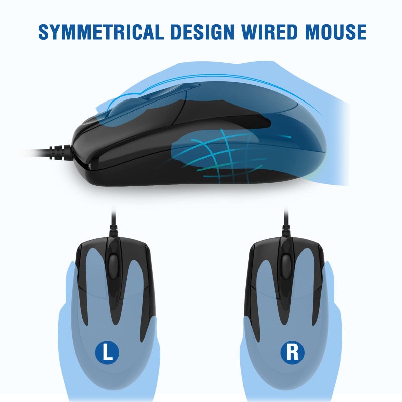 EDJO Wired Keyboard and Mouse Combo, EDJO Full-Sized Ergonomic Computer Keyboard with Palm Rest and Optical Wired Mouse for Windows, Mac OS Desktop/Laptop/PC - Image 5