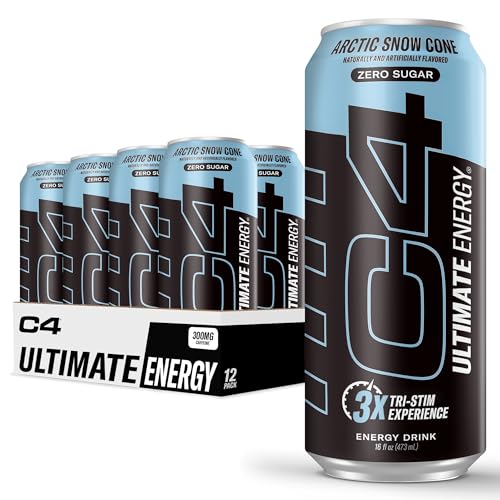 C4 Ultimate Sugar Free Energy Drink 16oz Pack of 12  Arctic Snow Cone  Pre Workout Performance Drink with No Artificial Colors or Dyes - Image 1